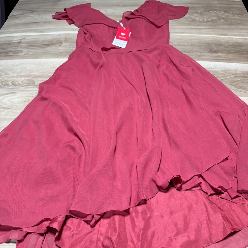 JJ's House High-Low Dress Women 12 Cinnamon Rose Chiffon Formal Guest NWT